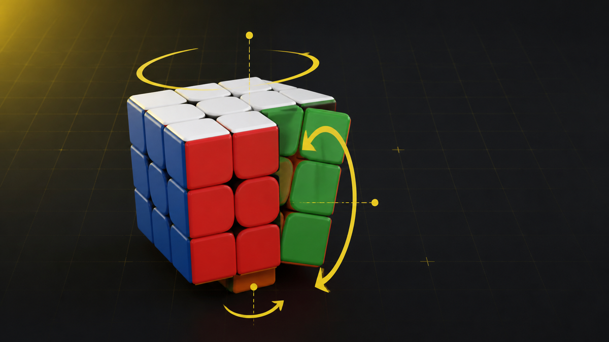 Notation Rubik's Cube avec flèches de rotation R U F Image