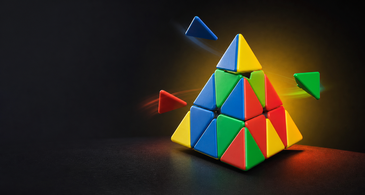 Pyraminx coloré en studio pour apprendre la méthode débutant Cube Lab Image
