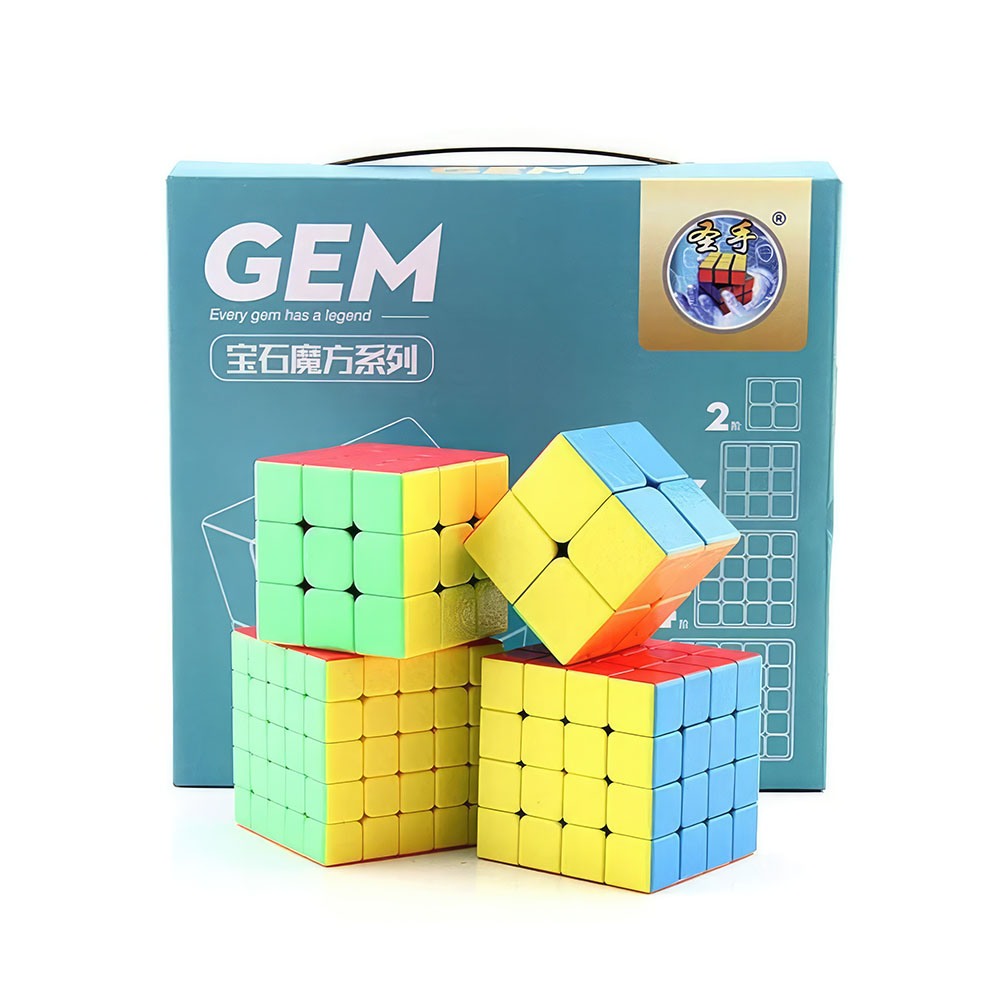 Rubik’s Cube ShengShou Gem Set 2x2 + 3x3 + 4x4 + 5x5 – vue 1
